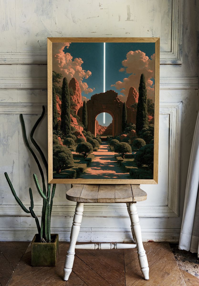 Surreal Desert Portal Illustration Print. room preview