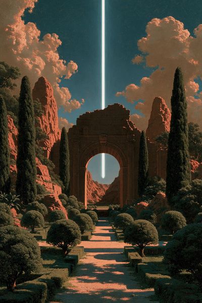Surreal Desert Portal Illustration Print.