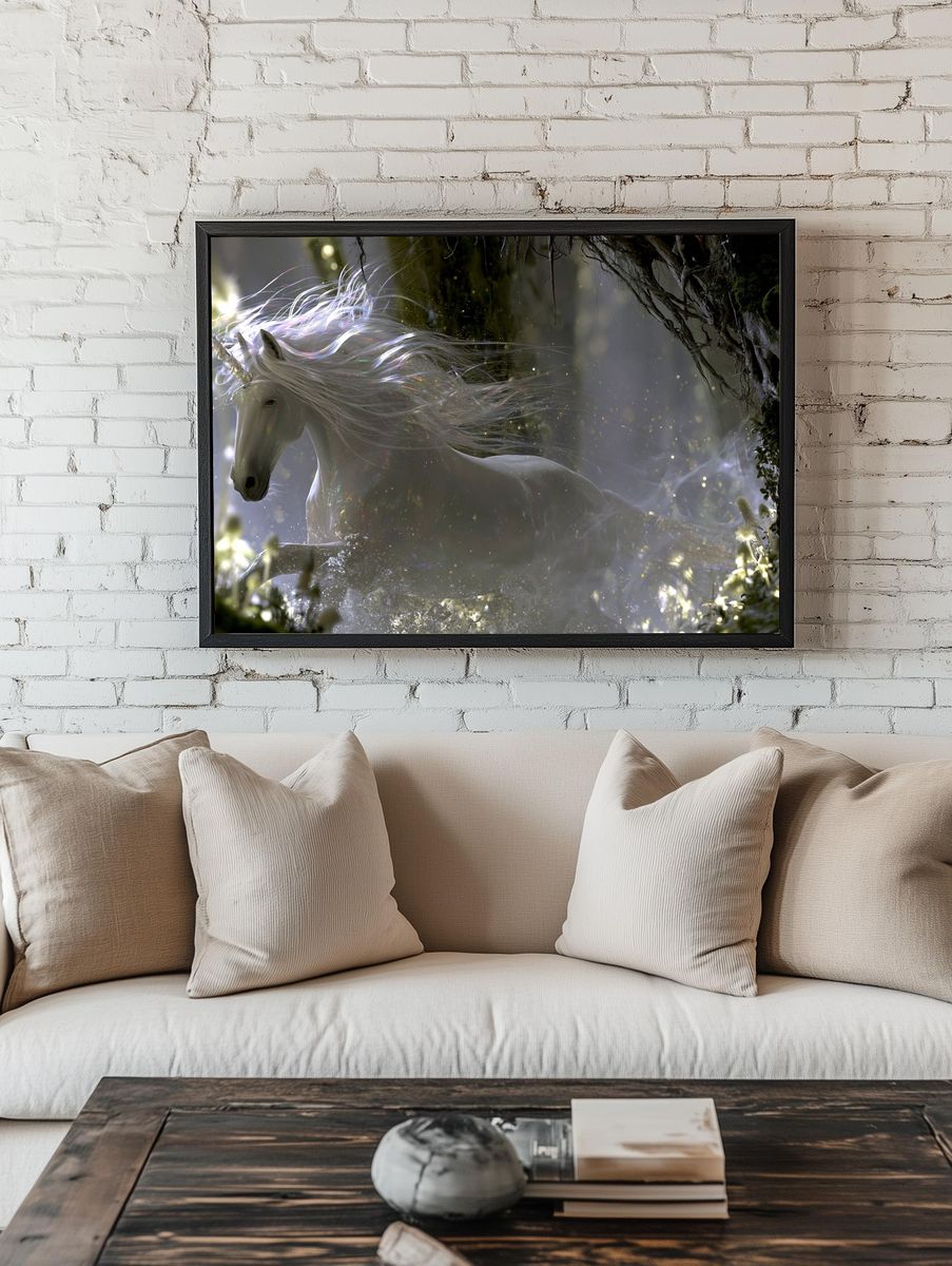 Mystic Unicorn Forest Print. — room view 1