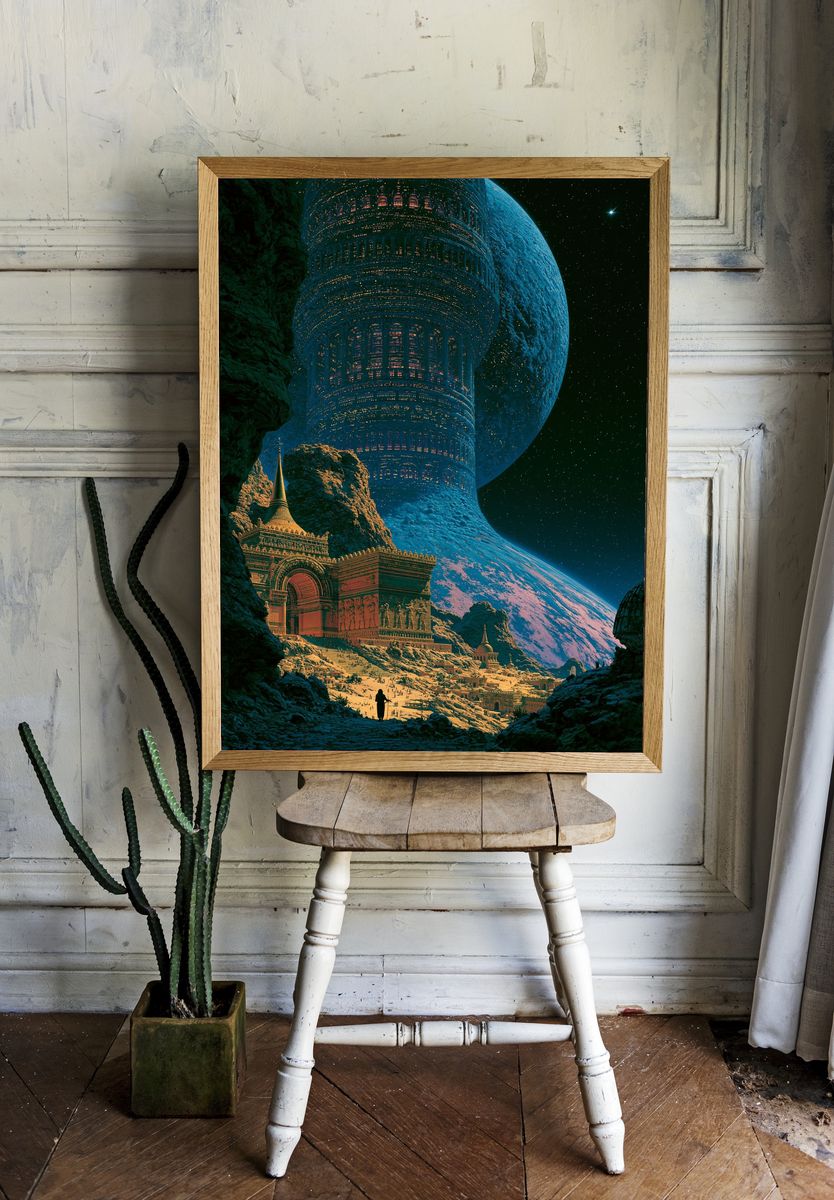 Cosmic Temple City Sci-Fi Poster. room preview