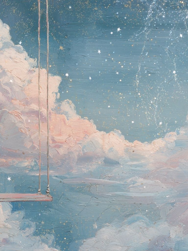 Dreamy Cloud Swing Illustration Poster. poster — illustration art