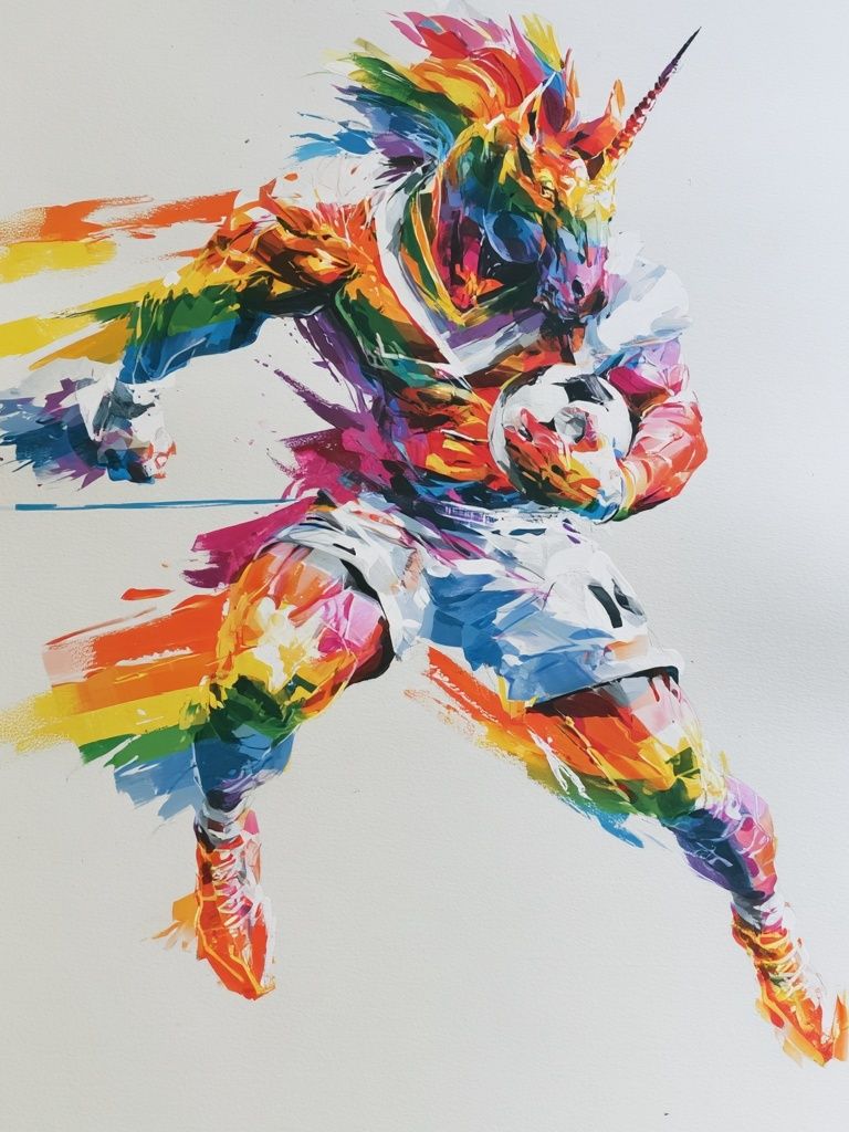Rainbow Unicorn Soccer Poster. poster detail