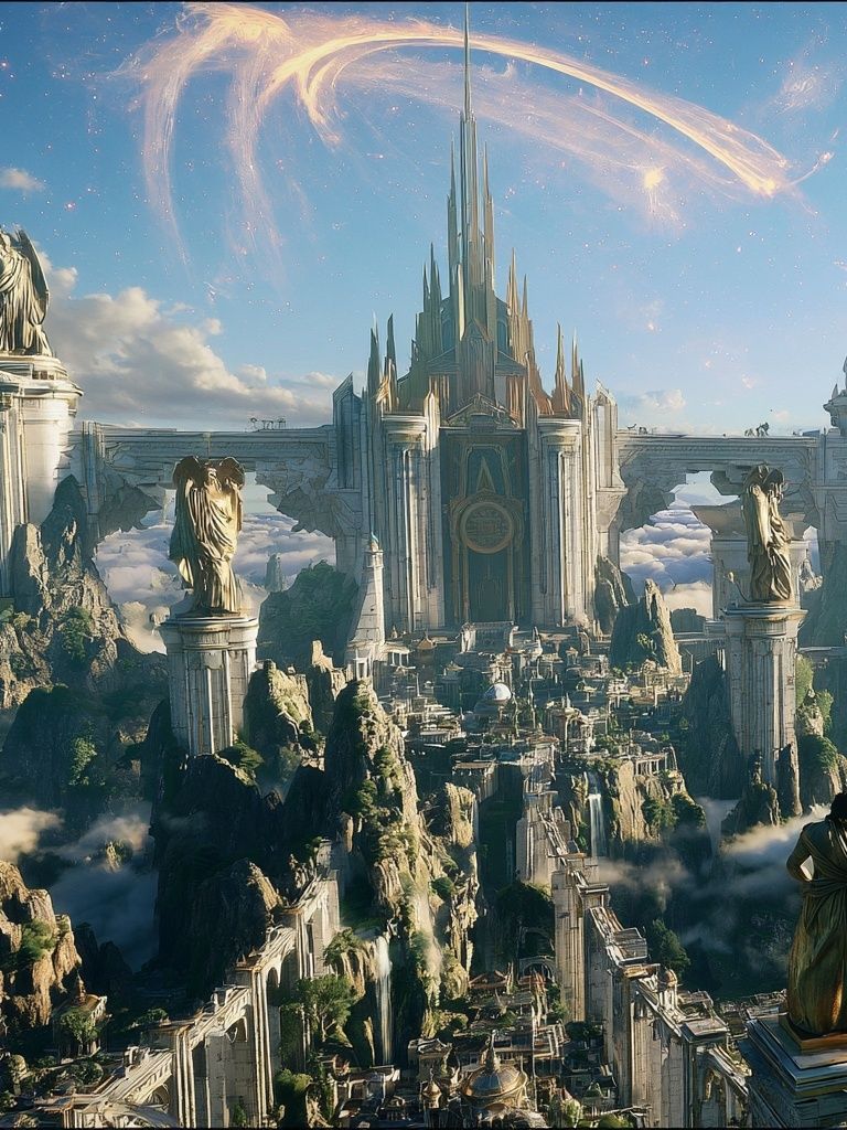 Celestial Fantasy Cityscape Poster. poster — illustration art