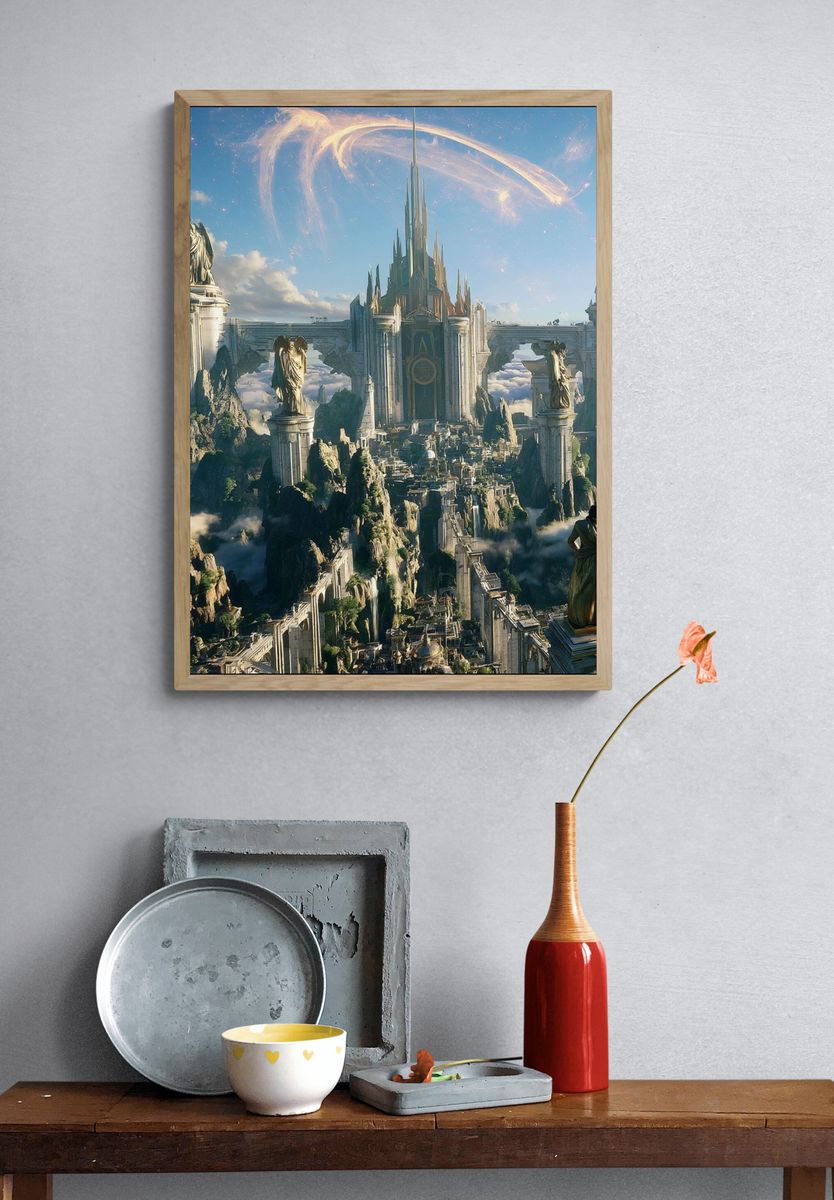 Celestial Fantasy Cityscape Poster. — room view 3