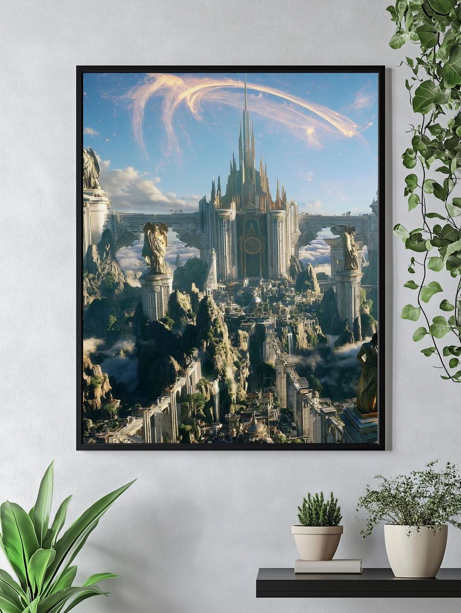 Celestial Fantasy Cityscape Poster. — room view 4