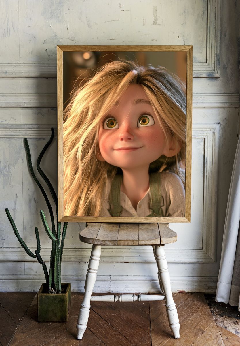 Whimsical Girl Portrait Print. room preview
