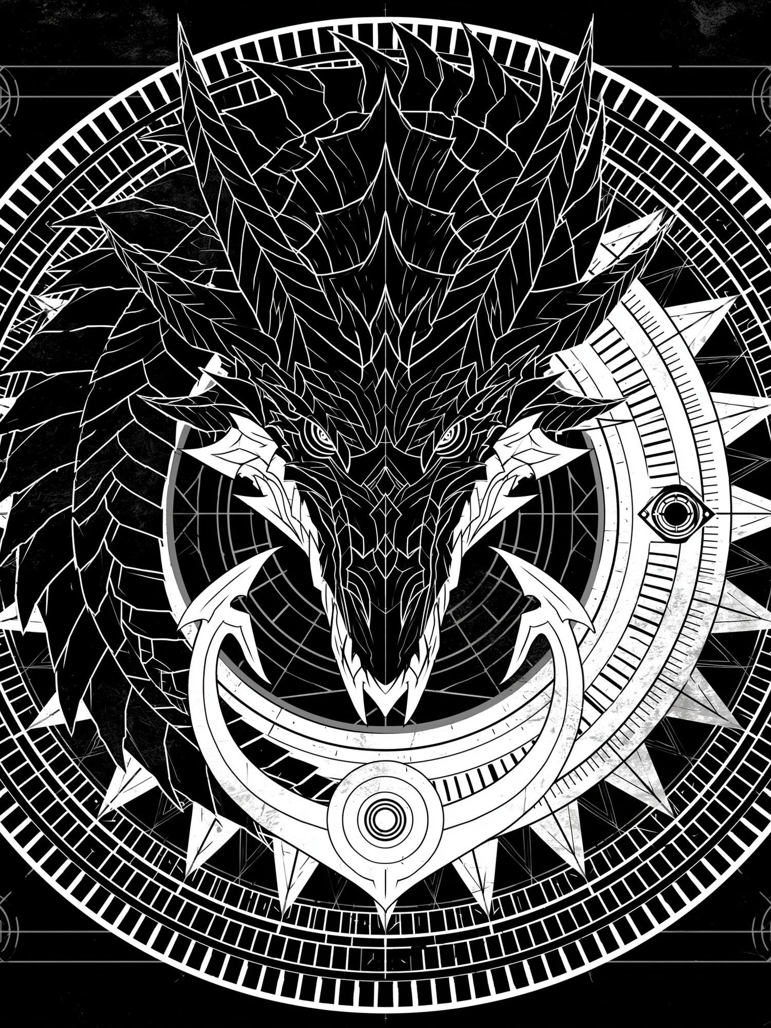 Dragon Sigil Black-White Poster. poster — illustration art