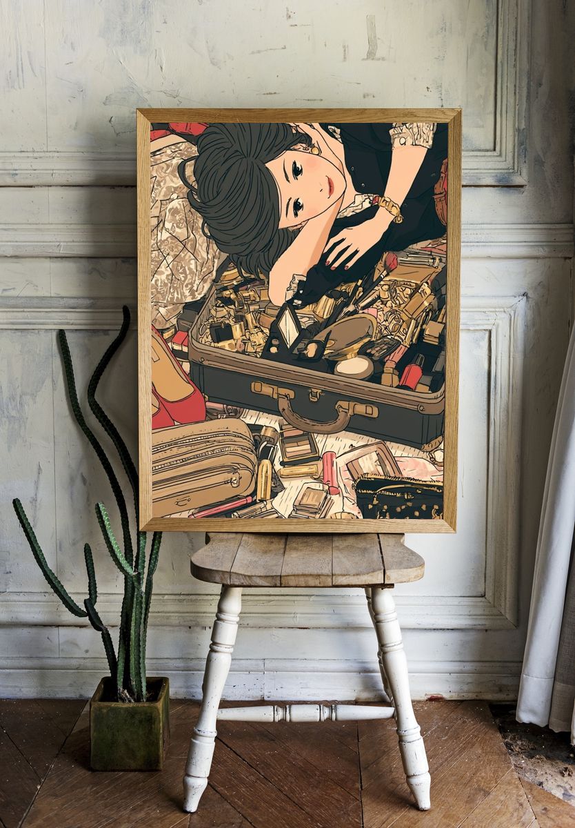 Fashion Flat Lay Illustration Poster. — room view 1