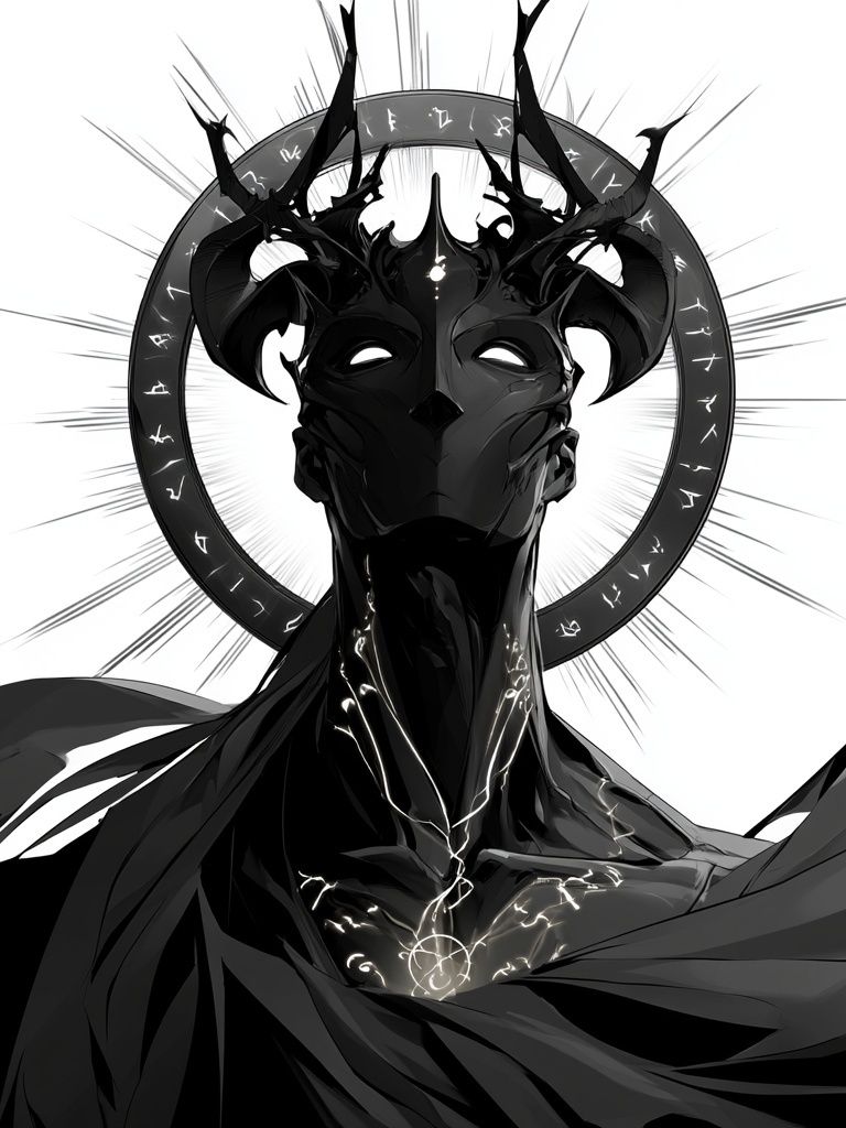 Dark Horned Deity Illustration Poster. poster — illustration art
