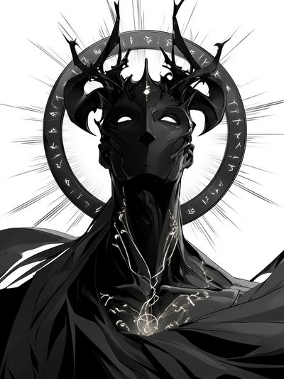Dark Horned Deity Illustration Poster. poster