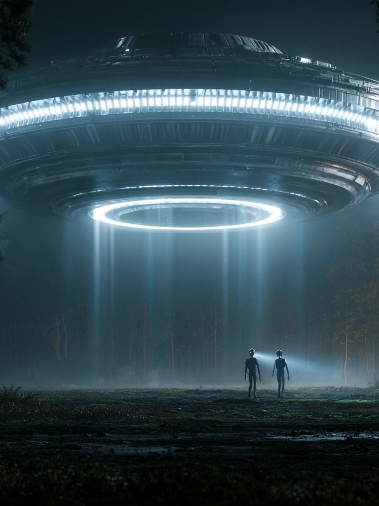 Alien UFO Forest Encounter Poster. poster detail