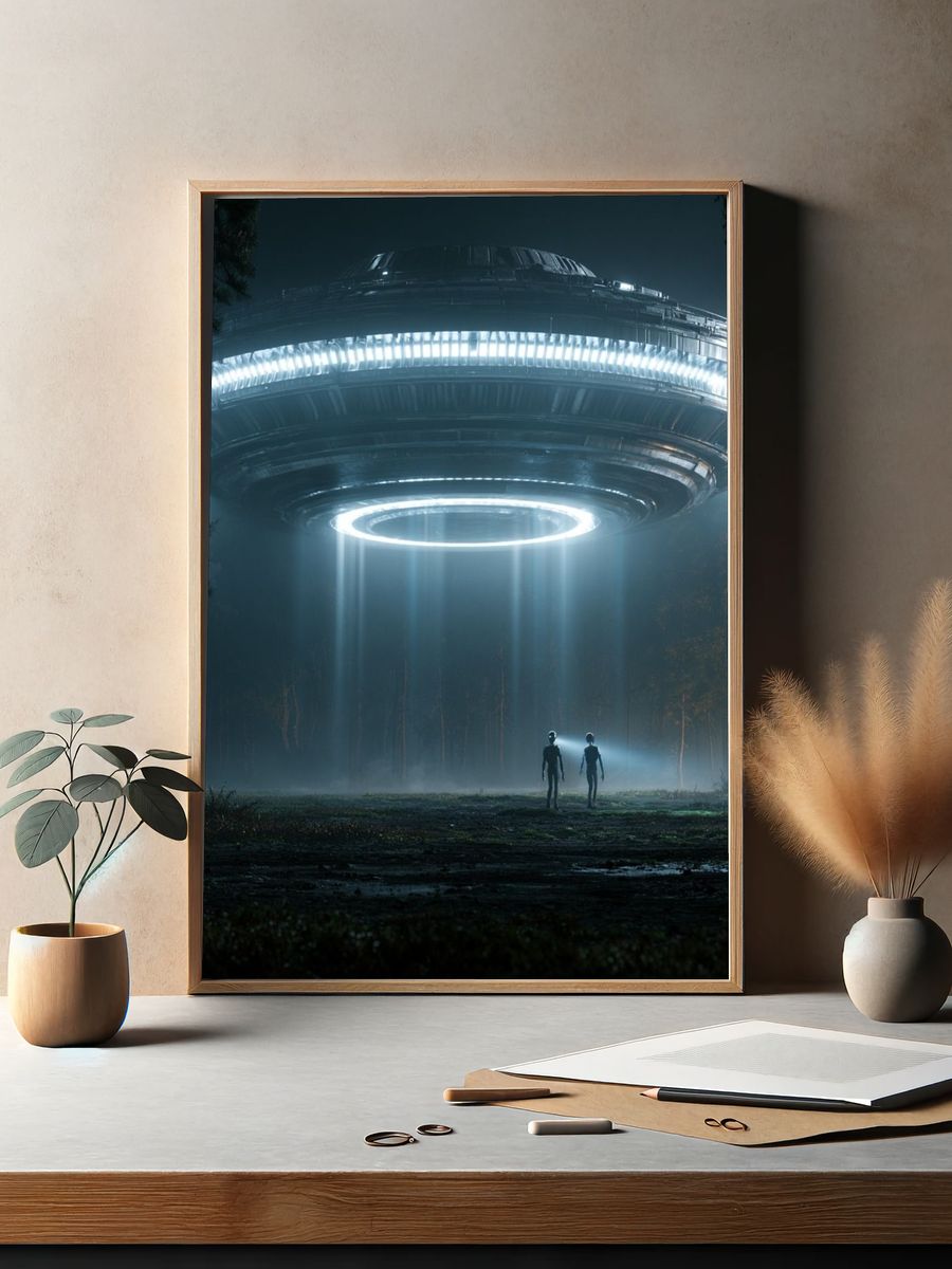 Alien UFO Forest Encounter Poster. — room view 2