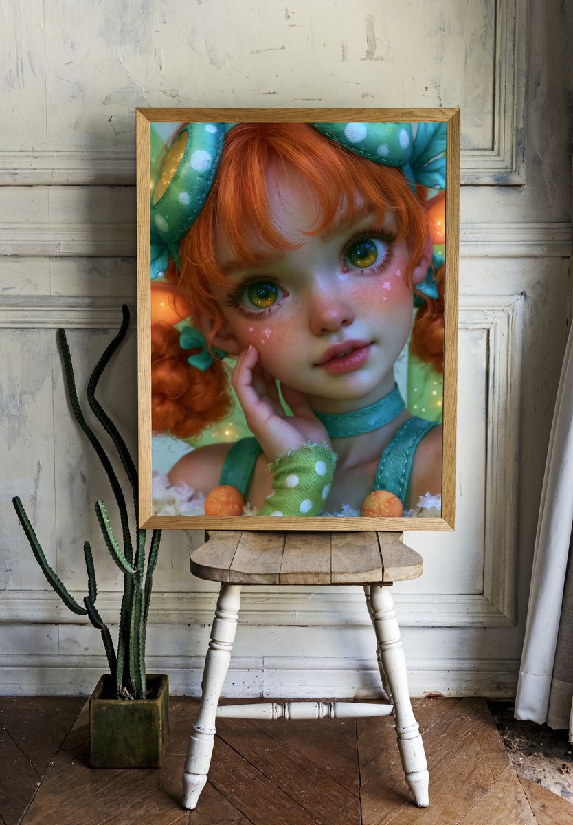 Fantasy Girl Portrait Illustration Poster. — room view 1