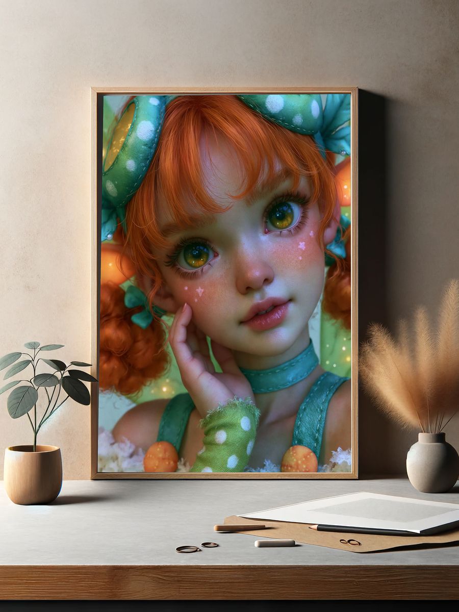 Fantasy Girl Portrait Illustration Poster. — room view 2