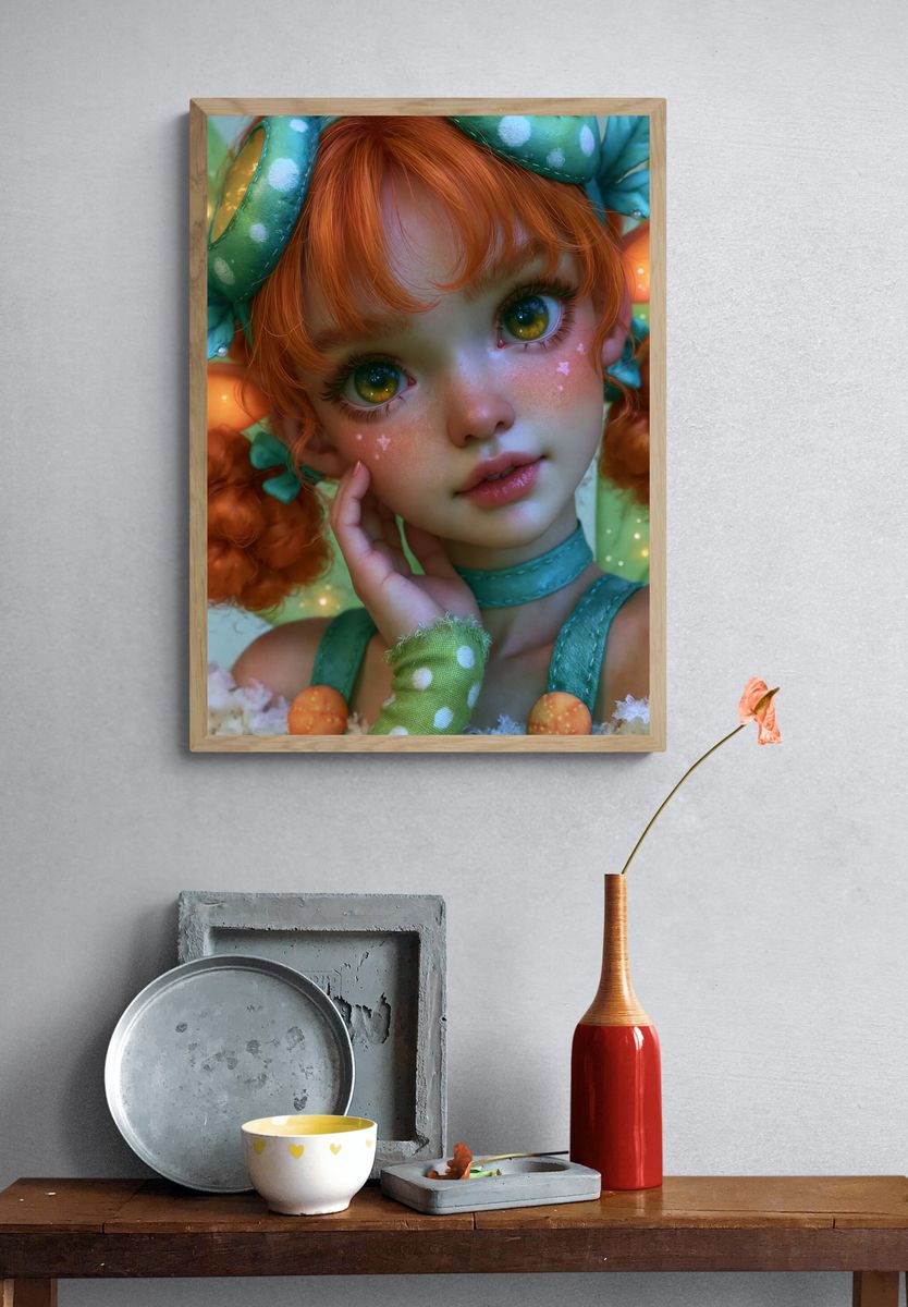 Fantasy Girl Portrait Illustration Poster. — room view 3