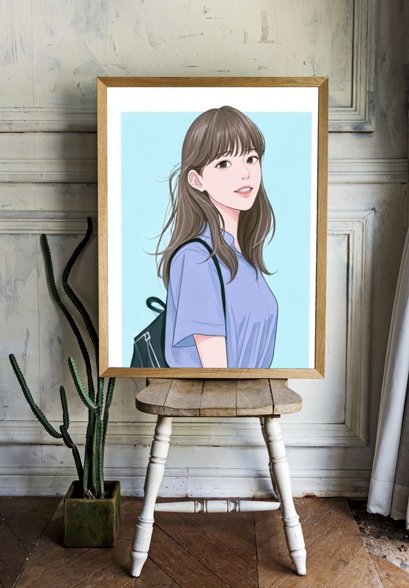 Young Woman Portrait Illustration Poster. room preview