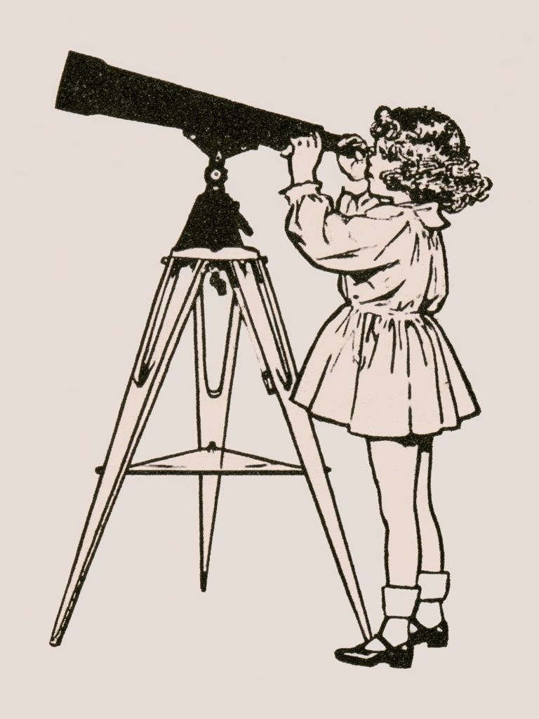 Girl with Telescope Illustration Poster. poster — illustration art