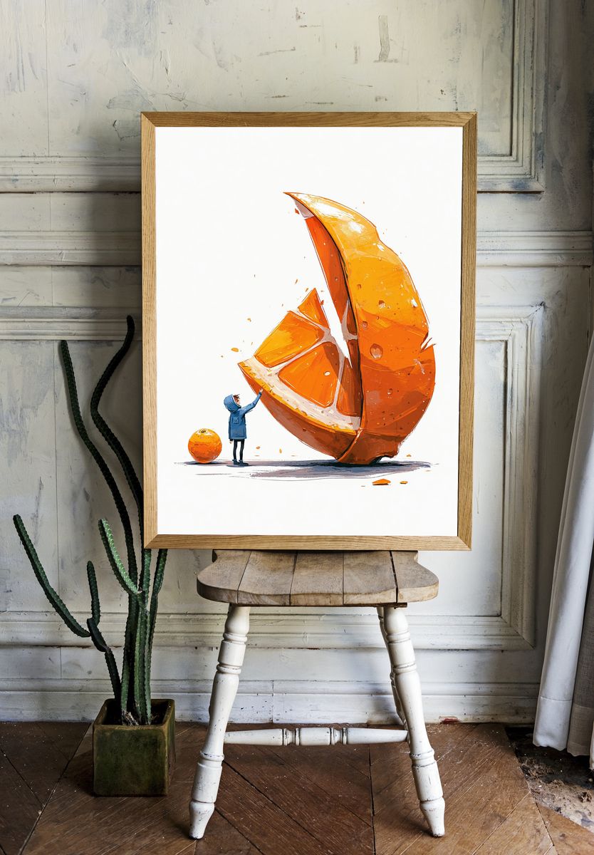 Orange Slice Giant Illustration Print. — room view 1