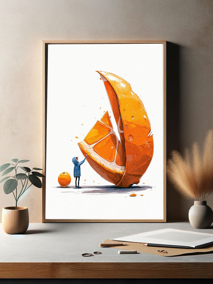 Orange Slice Giant Illustration Print. — room view 2