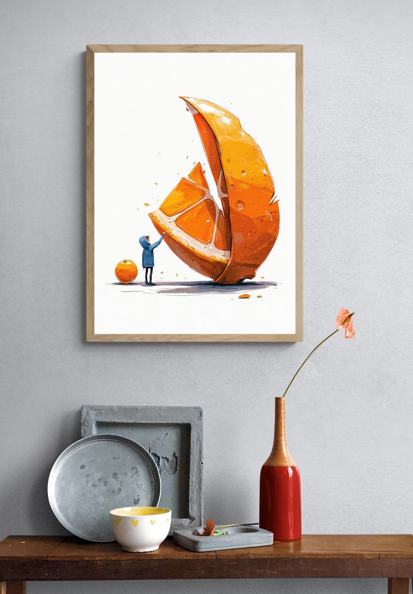 Orange Slice Giant Illustration Print. — room view 3