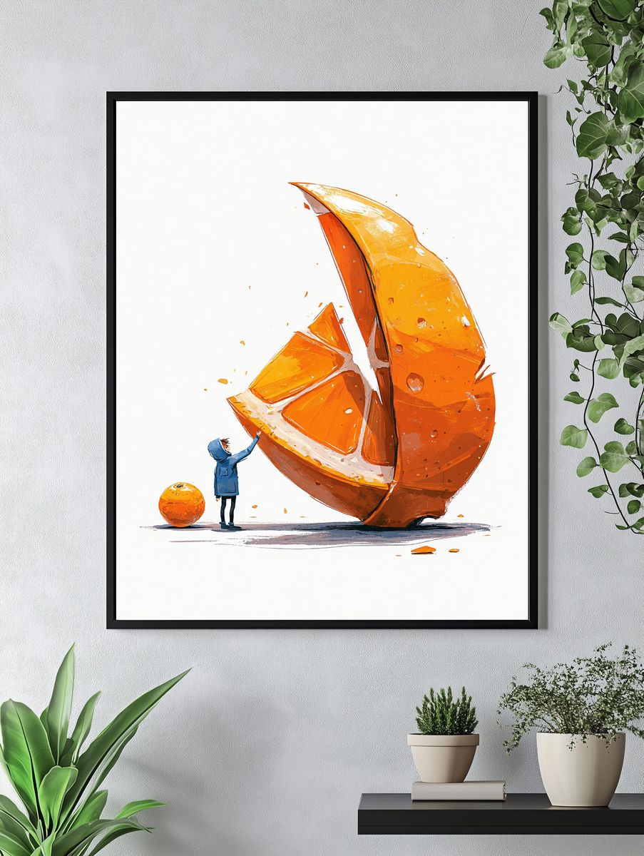 Orange Slice Giant Illustration Print. — room view 4