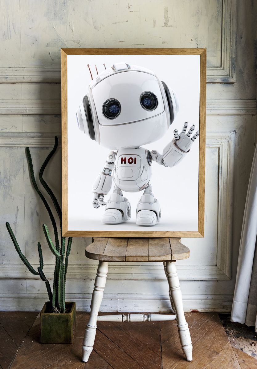 Cute Robot Character Illustration Poster. — room view 1