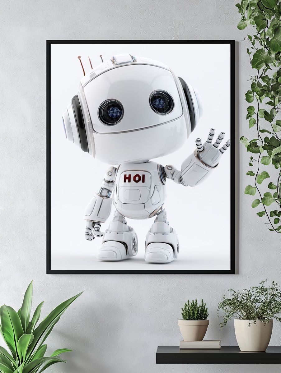 Cute Robot Character Illustration Poster. — room view 4