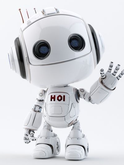 Cute Robot Character Illustration Poster. poster