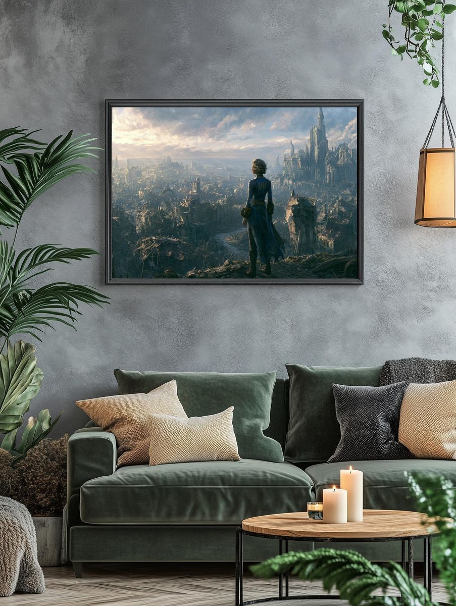 Futuristic Ruins Cityscape Print. — room view 4
