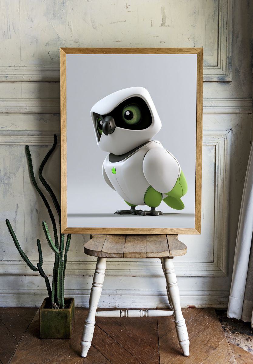 Cute Robot Bird Illustration Poster. room preview