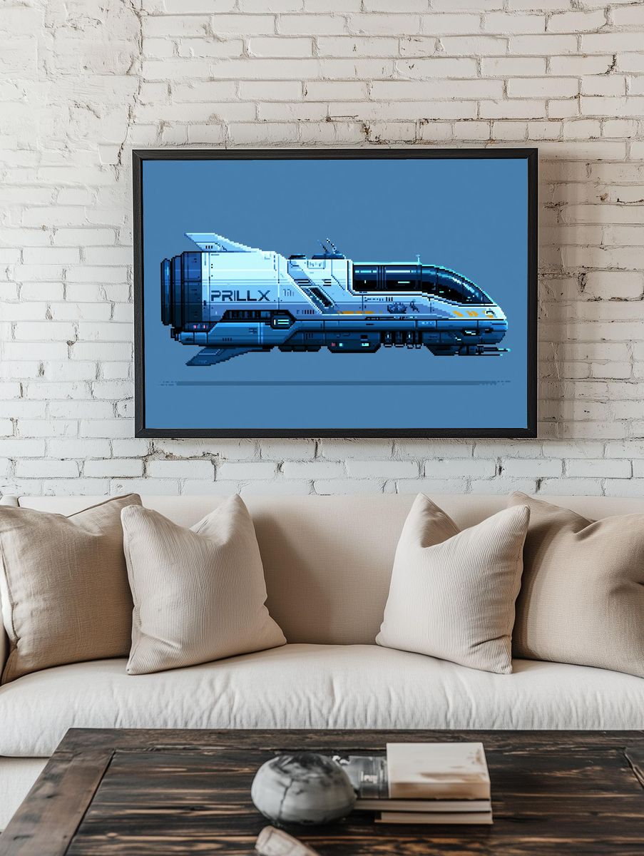 Pixel Sci-Fi Shuttle Poster. room preview