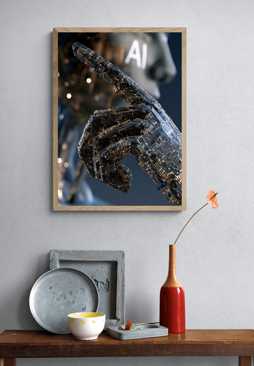 AI Hand Gesture Digital Art Poster. — room view 3