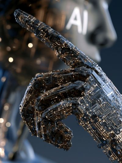 AI Hand Gesture Digital Art Poster.
