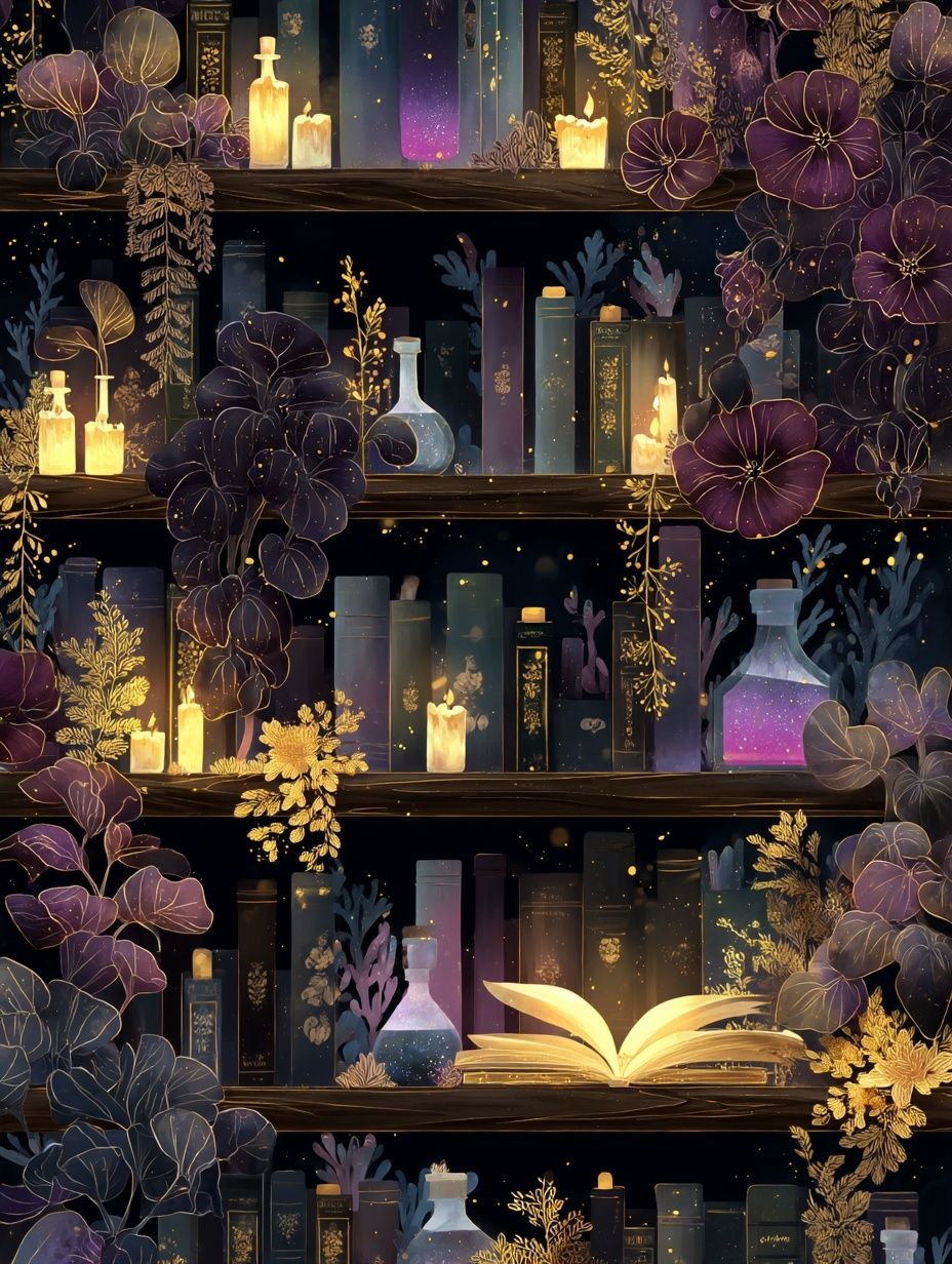 Enchanted Library Botanical Poster. poster — illustration art