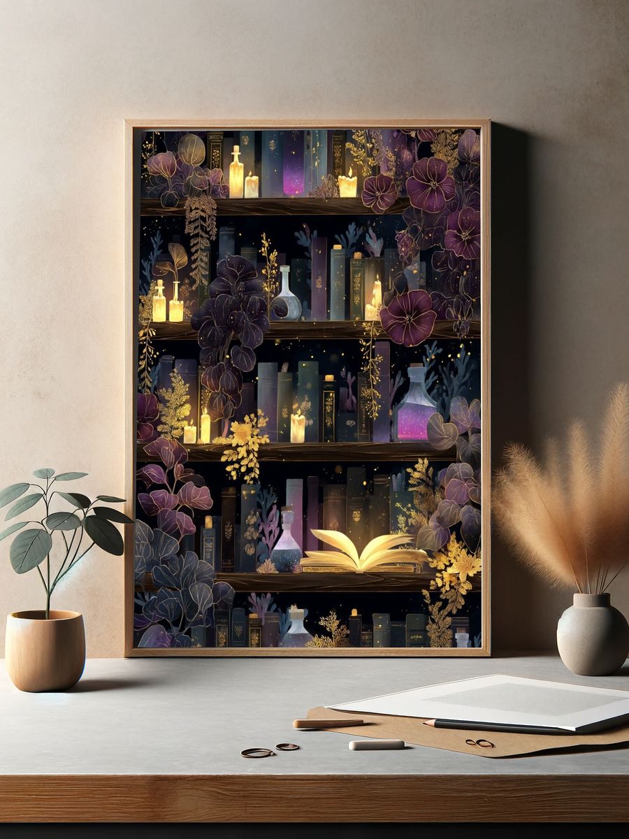 Enchanted Library Botanical Poster. — room view 2