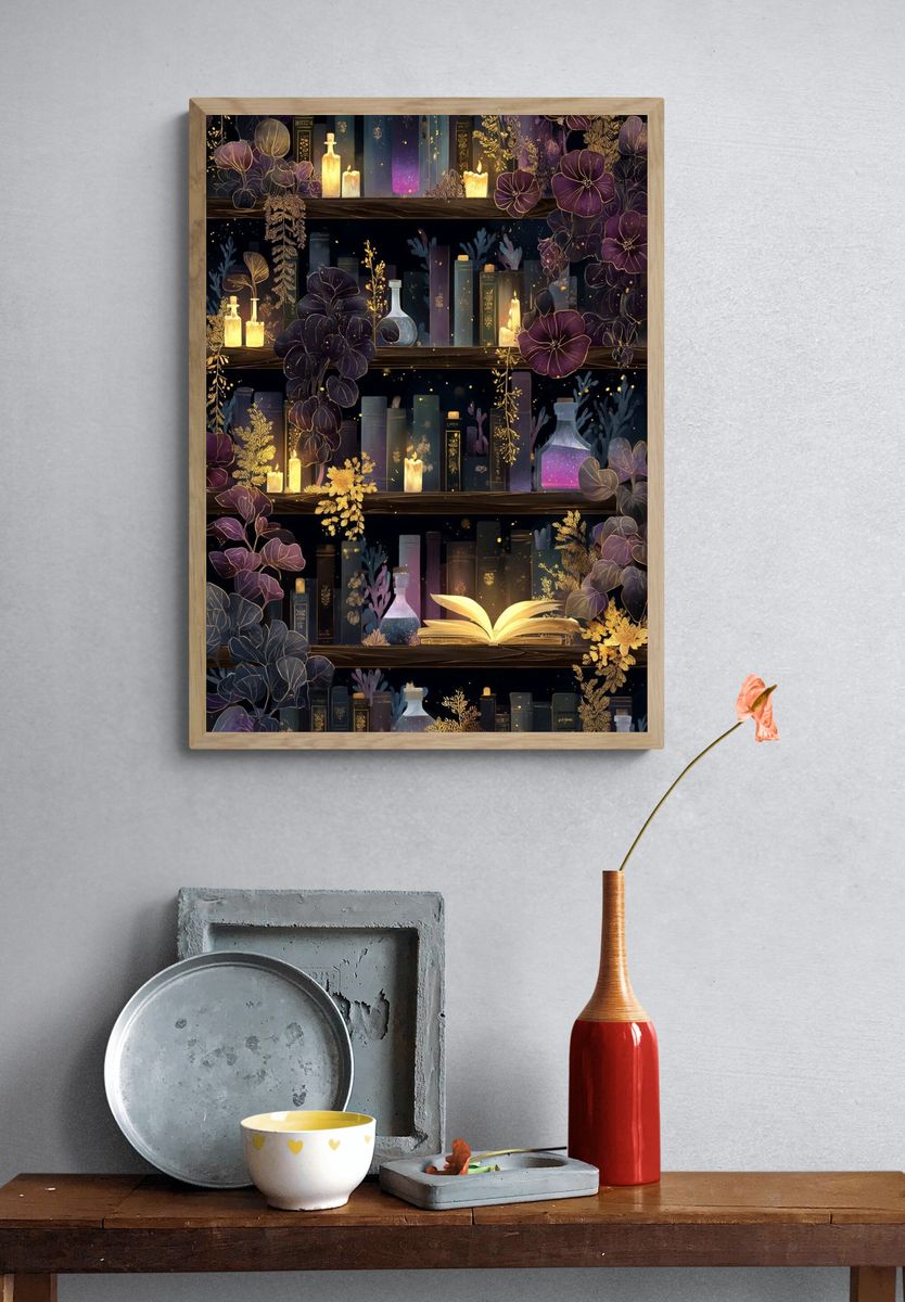 Enchanted Library Botanical Poster. — room view 3