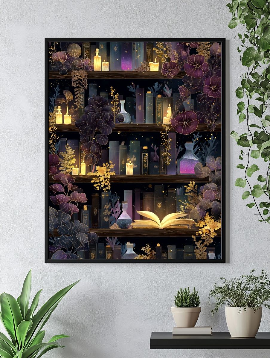 Enchanted Library Botanical Poster. — room view 4