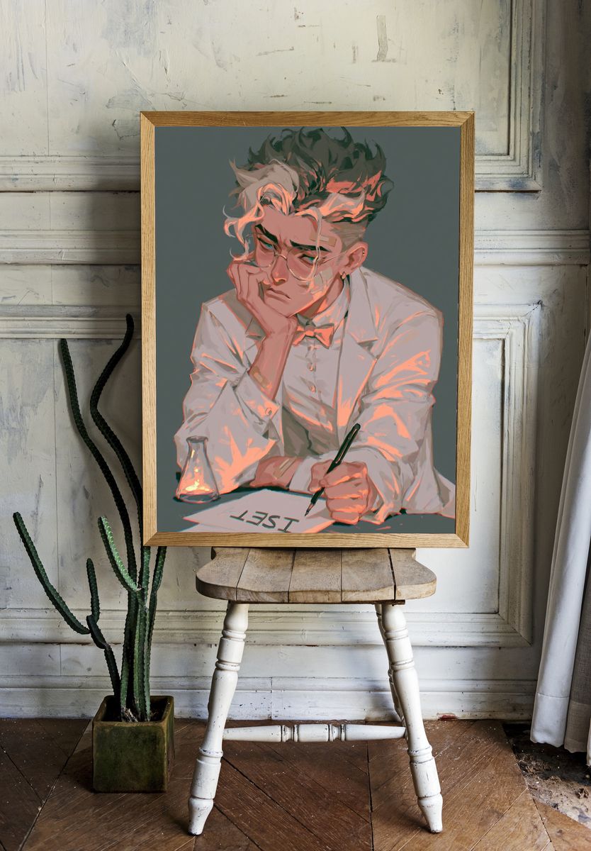 Introspective Artist Portrait Print. room preview