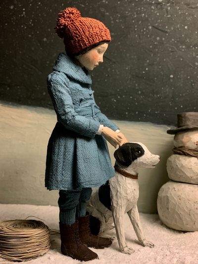 Winter Child and Dog Illustration Poster.