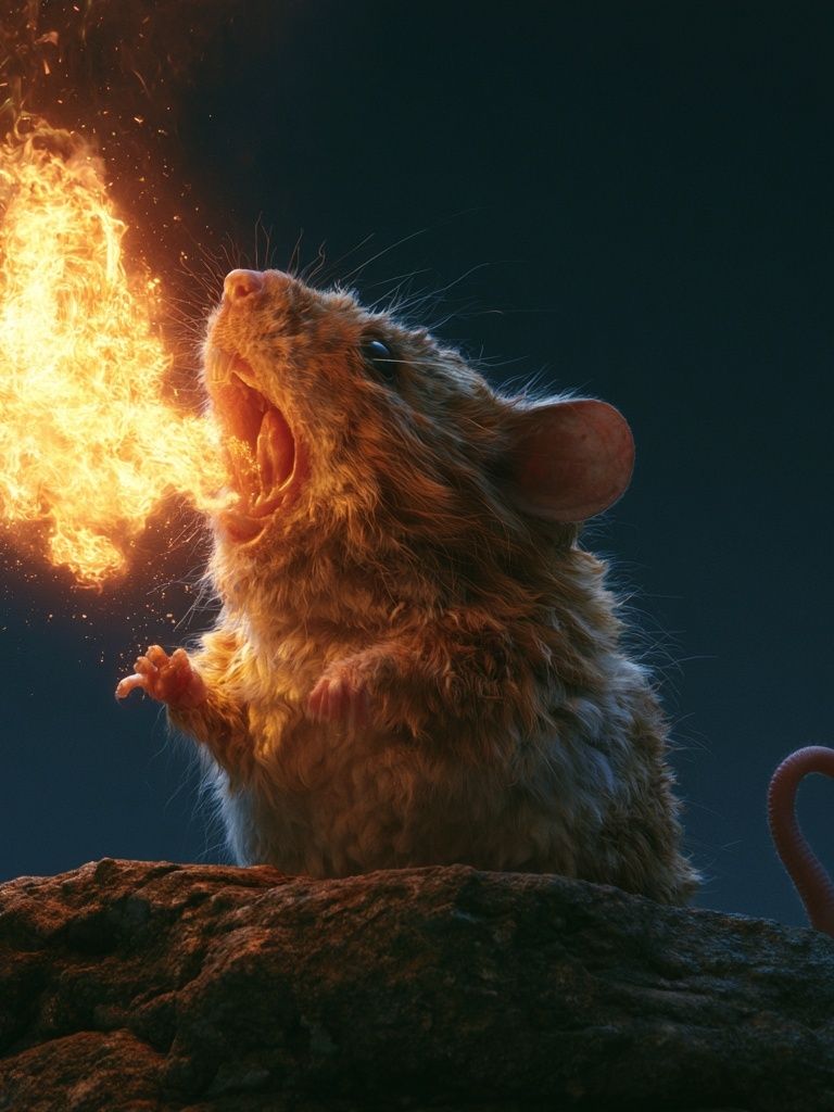 Fire-Breathing Mouse Illustration Poster. poster detail