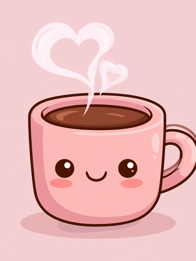 Cute Pink Coffee Cup Poster. poster detail