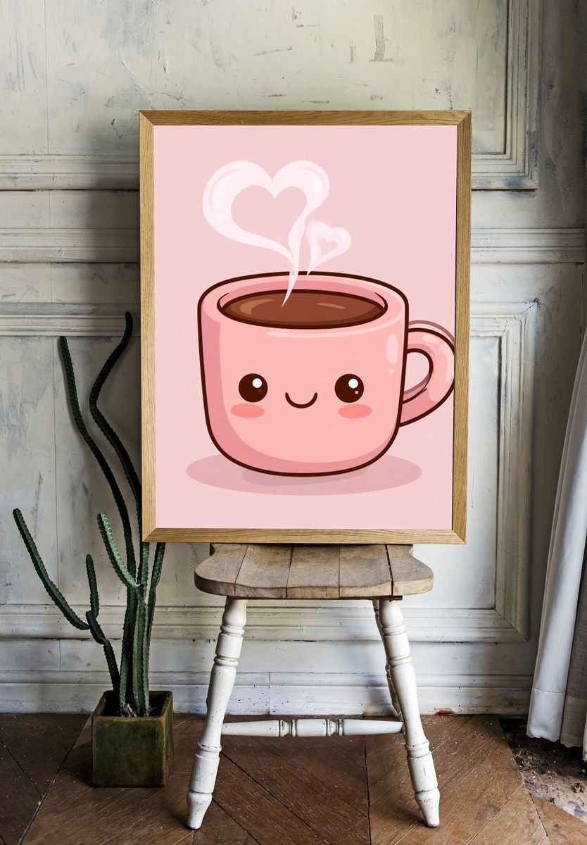 Cute Pink Coffee Cup Poster. room preview