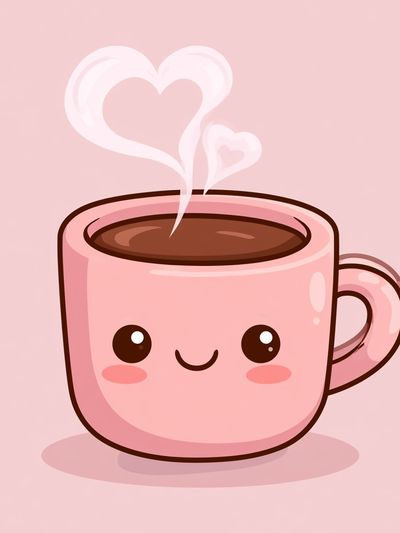 Cute Pink Coffee Cup Poster.