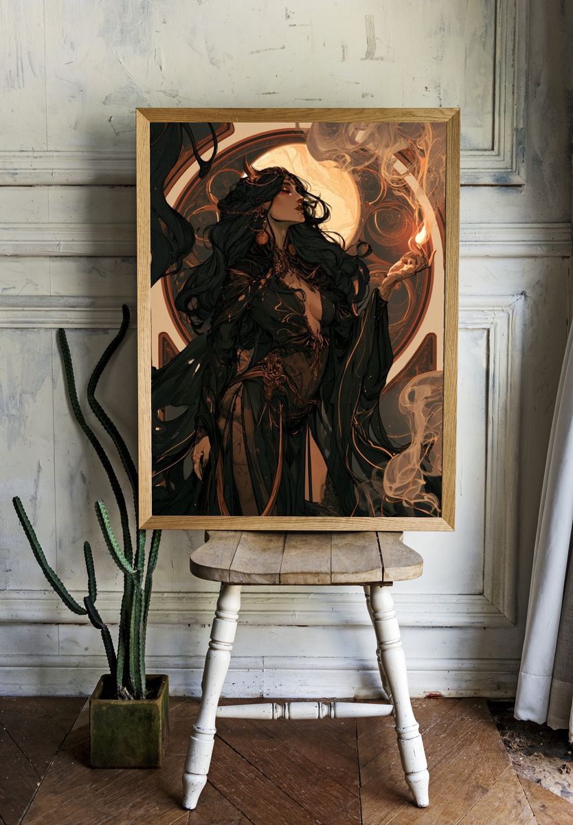 Mystic Sorceress Digital Art Poster. — room view 1