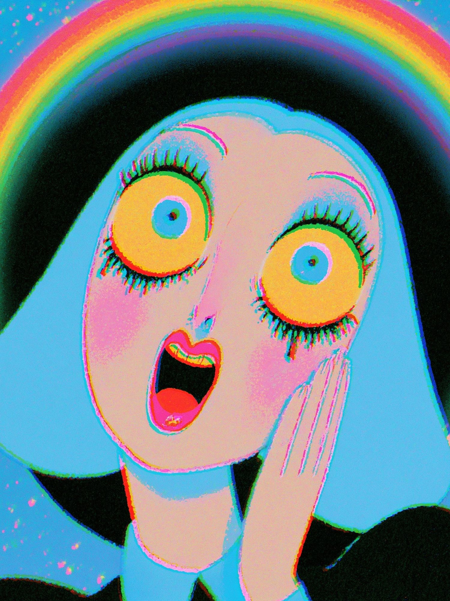 Surprised Ghost Rainbow Poster. poster — illustration art