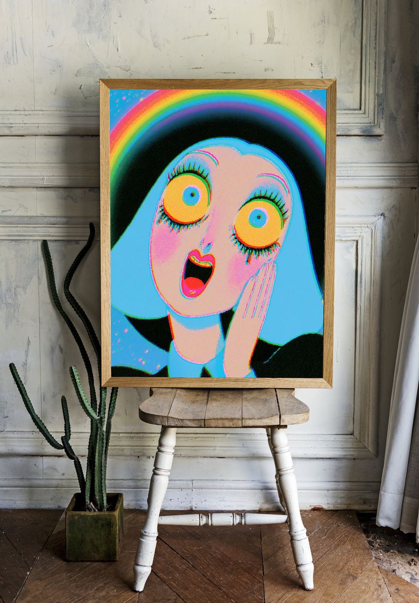 Surprised Ghost Rainbow Poster. room preview