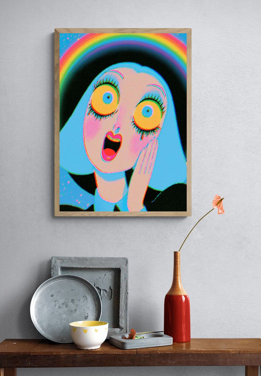 Surprised Ghost Rainbow Poster. — room view 3
