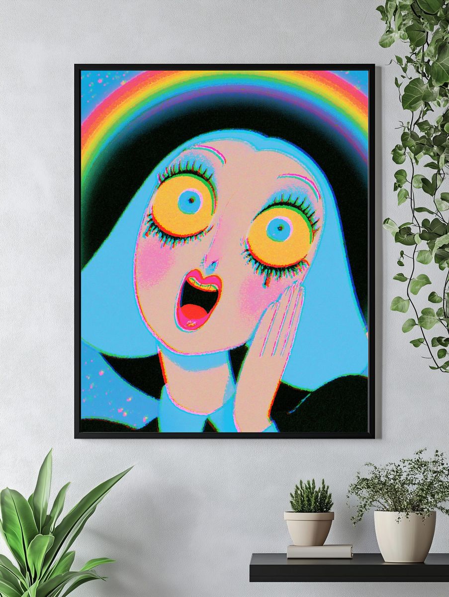 Surprised Ghost Rainbow Poster. — room view 4