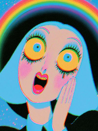 Surprised Ghost Rainbow Poster.