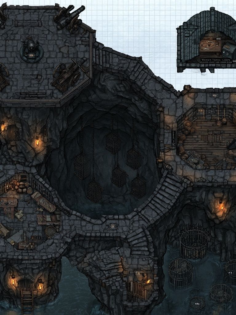 Dark Dungeon Map Illustration Poster. poster — illustration art